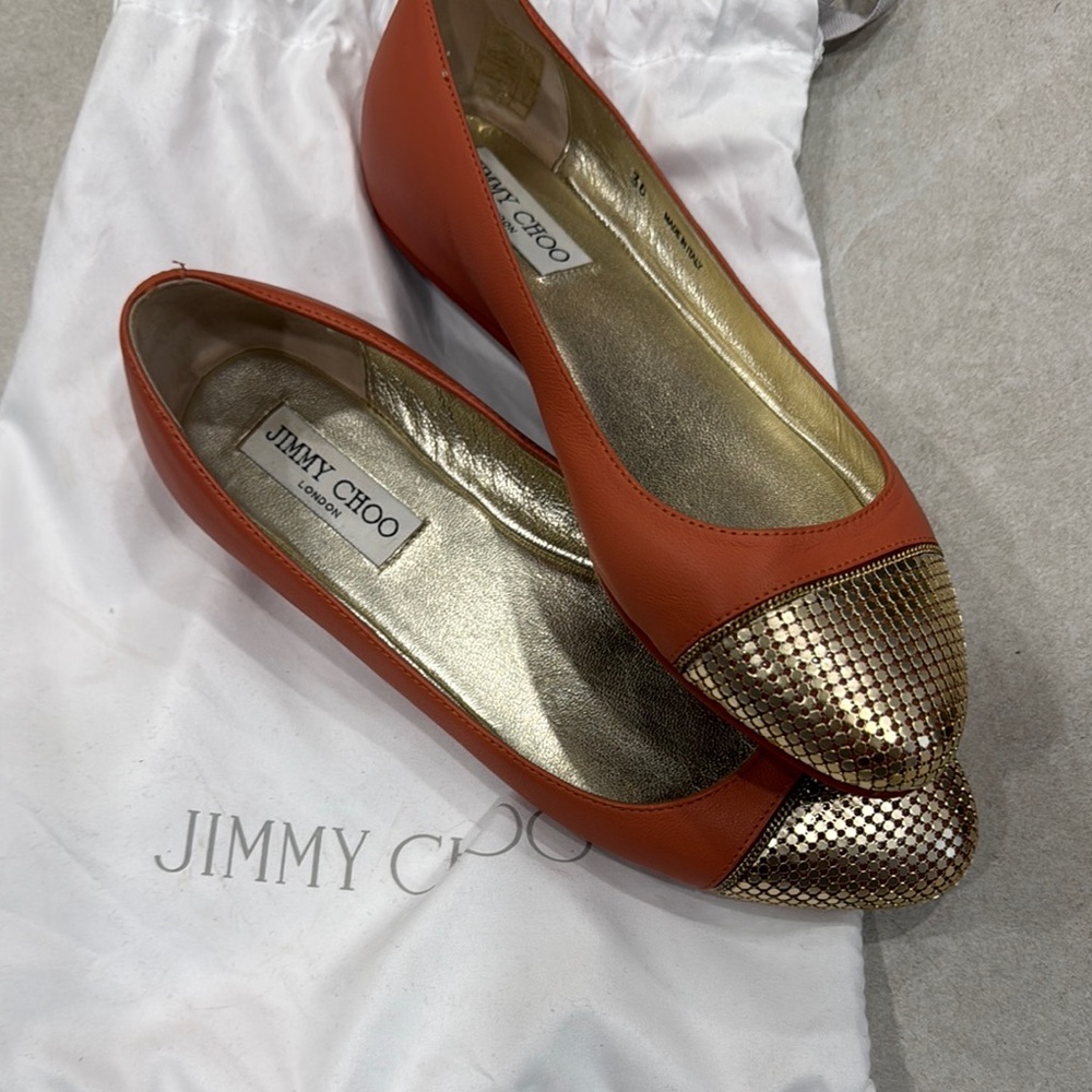 Jimmy Choo Women's Orange and Gold Flats